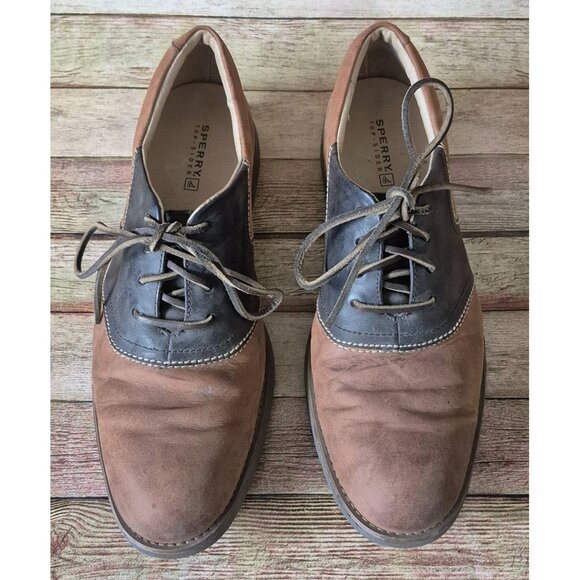 SPERRY TOP-SIDER Jamestown Size 11.5 M Brown Mens Suede & Leather Saddle Oxford - Picture 3 of 11